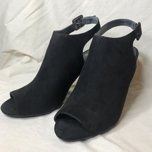 Black suede sling backs